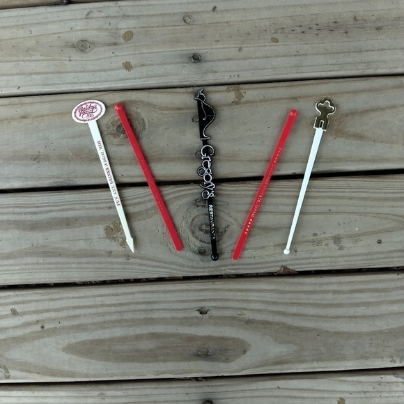 Lot of 5 Vintage Restaurant Drink Stirrers Sizzle Sticks Barware Bar MCM - Picture 1 of 5